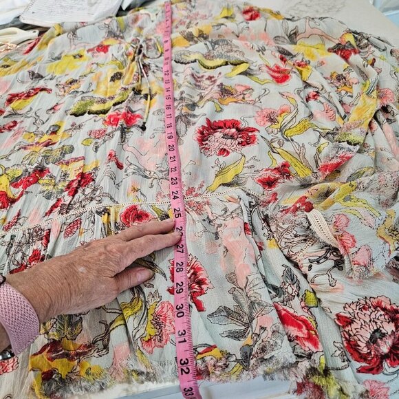 Z & L Floral Boho Tunic Caftan Top Dress Coverup S or Medium Lightweight Green - Picture 11 of 11